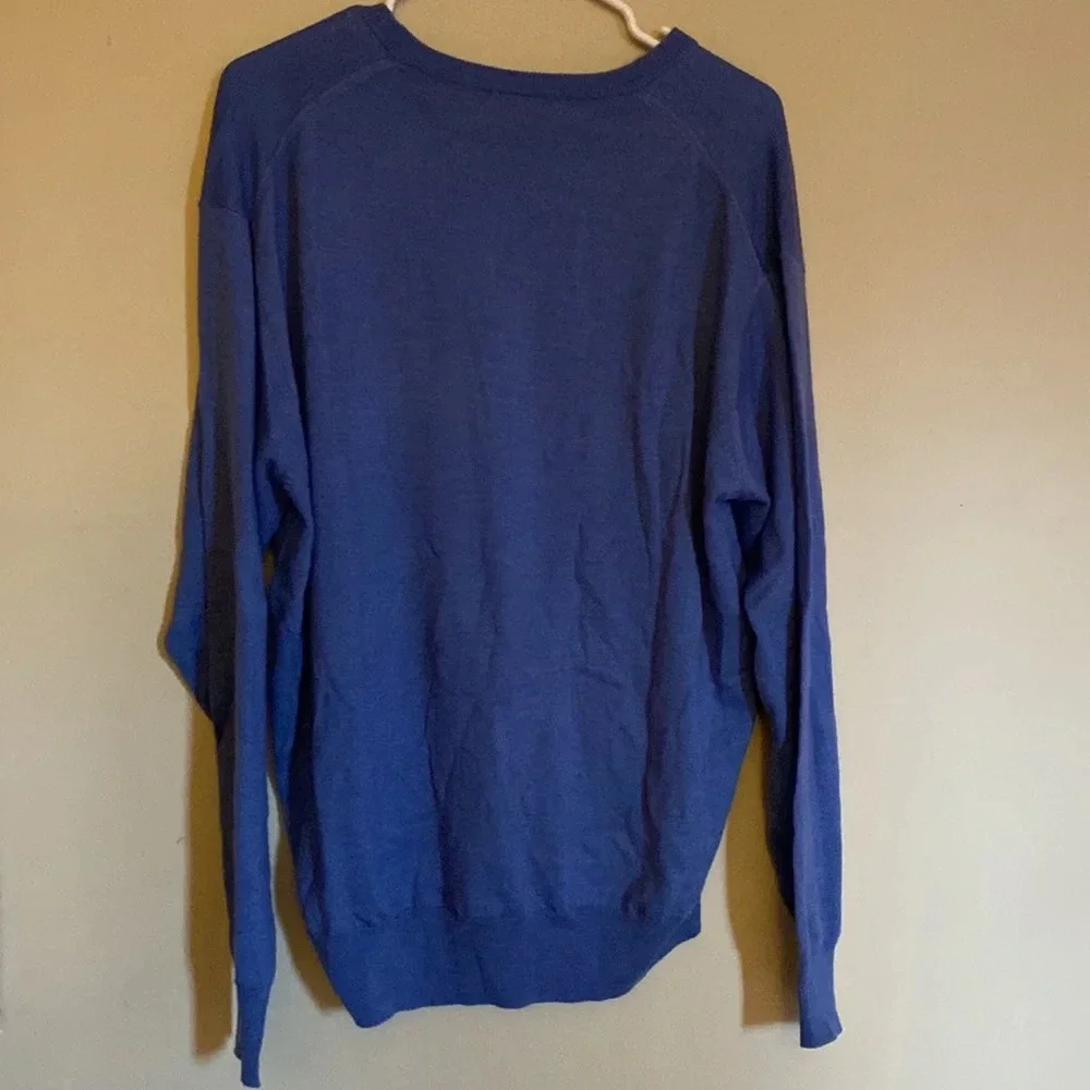 Peter Millar mens v neck sweater - large- wool/silk/cashmere - blue